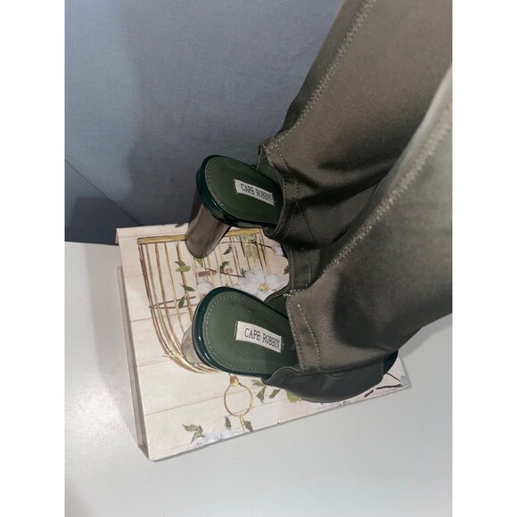 Cape Robbin GREEN 4.5"High Block Heel Open Toe thigh high Boots WOMEN Size 9 - Picture 2 of 7